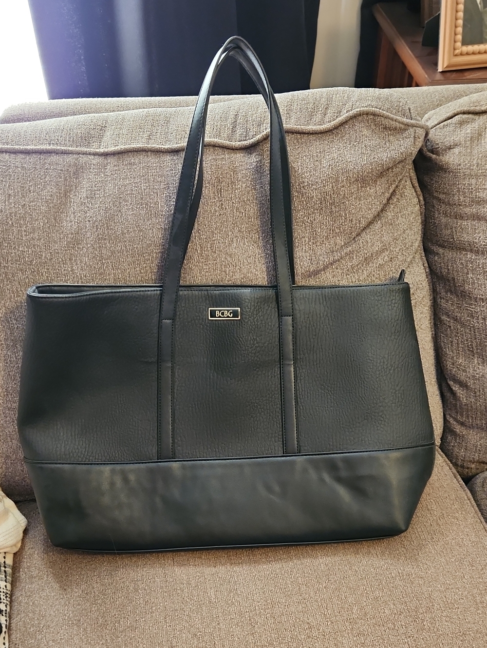 BCBG Black Two-Tone Tote Bag